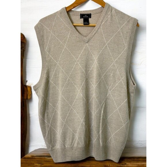 Dockers V-Neck Argyle Sweater Vest Mens Size L Sleeveless Golf - Picture 1 of 6